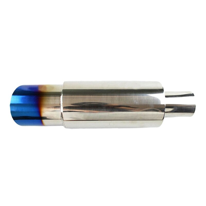 Car Universal Stainless Steel Rear Exhaust Pipe Square Muffler Tail Throat Muffler Tip Pipe 370mm Roasted Blue