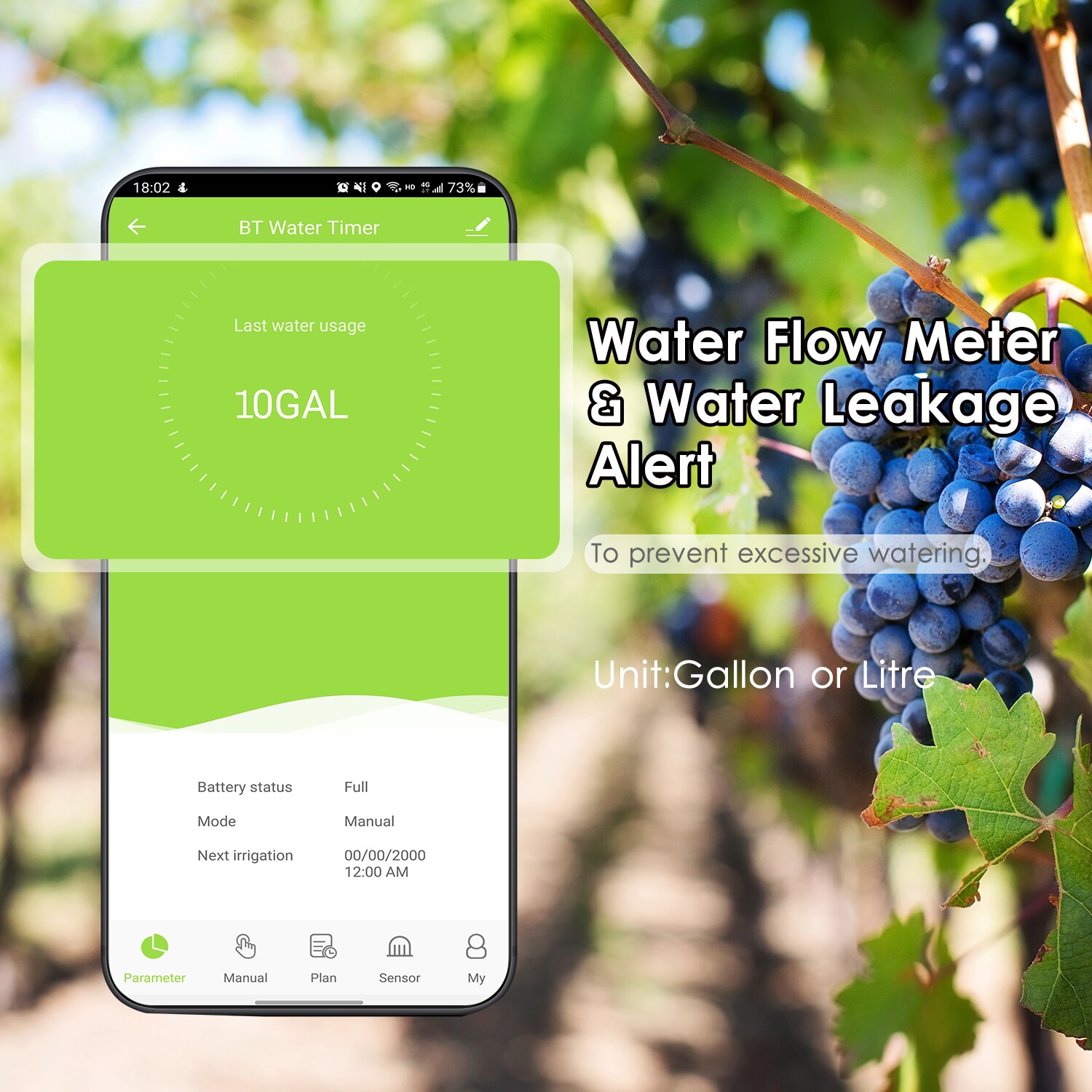 Programmable BT Water Timer Hose Faucet Timer Outdoor Water Flow Meter Automatic Watering Sprinkler System Irrigation Controller