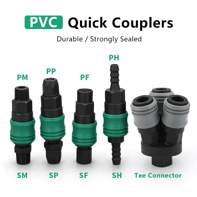 2PCS PVC Pneumatic fitting High pressure coupling Air Hose Quick compressor connector Thread Pneumatic Quick Coupling