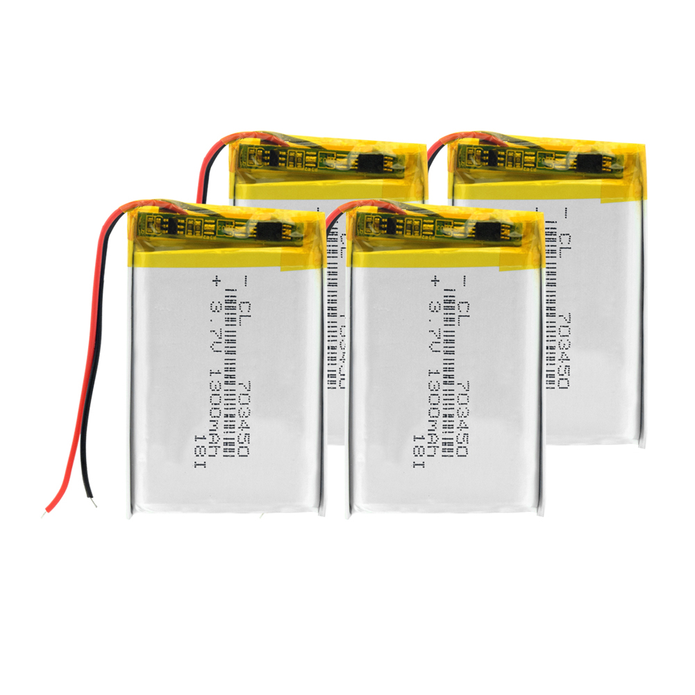 3.7v lithium polymer batteri 703450 1300 mah genopladelige li-ion celler med pcb til dvd  mp3 mp4 mp5 gps bluetooth højttaler tablet: 4 stk