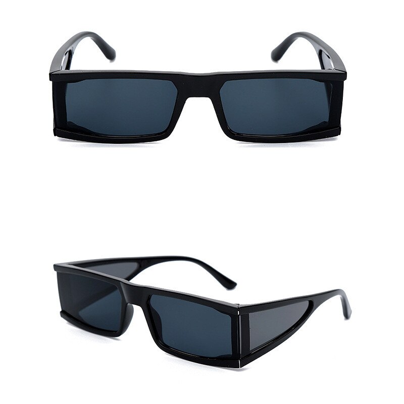 Rectangle Small Glasses Women Mirror Silver Black Clear Lens One Piece Punk Men Women Driver Goggles