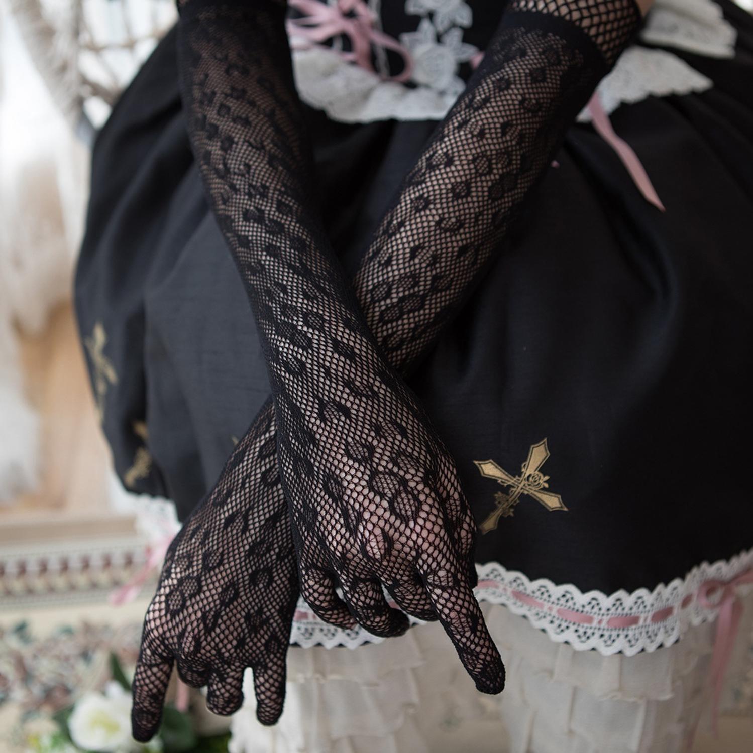 Lolita Dress Sleeve Vintage Gothic Dress Lace Dress Hand Sleeve Gloves Women Sun Proof Mesh Gloves