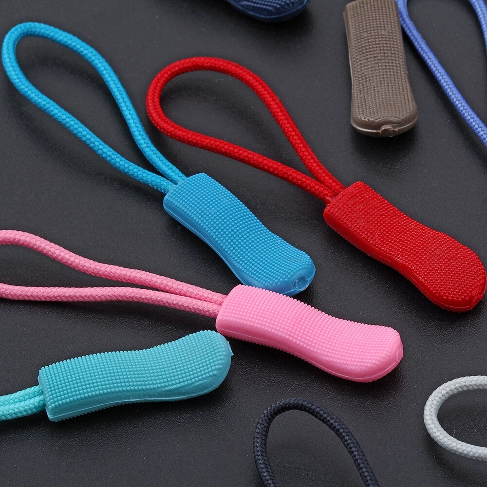 10Pcs Zipper Pull Puller End Fit Rope Tag Fixer Zip Cord Tab Replacement Clip Broken Buckle for Sewing Clothes Travel Bags