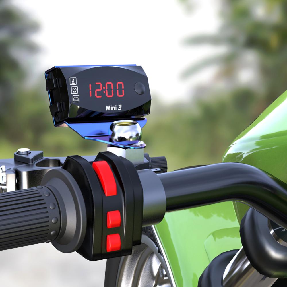 Neue Motorrad Elektronische Uhr Thermometer Voltmeter Drei-in-eins IP67 Wasserdicht Staub-nachweisen LED Uhr Digital Anzeige