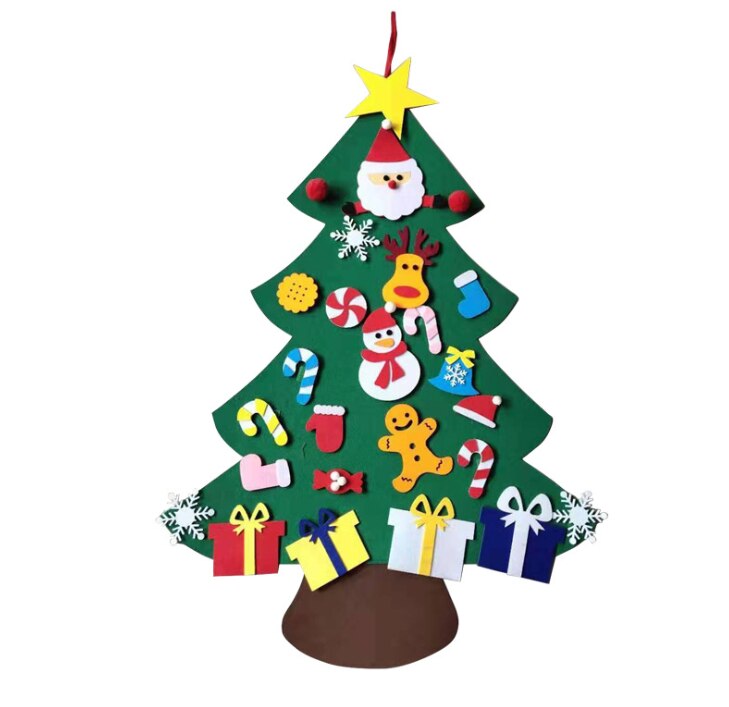 Kids DIY Felt Christmas Tree with Ornaments Children Year for Christmas Door Wall Hanging Decoration: A1