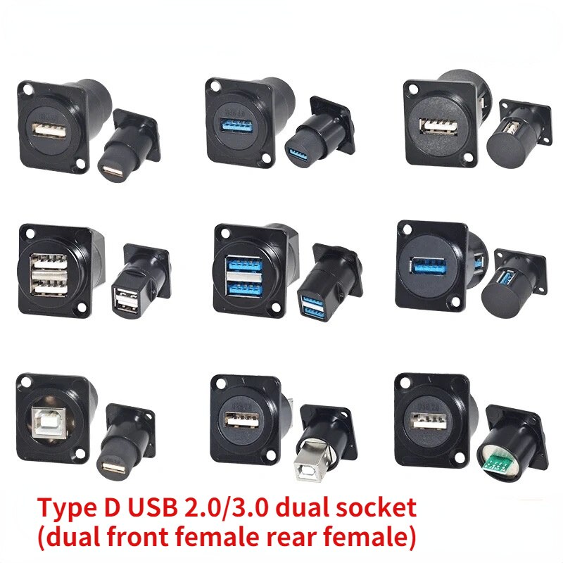 High qualityType D USB2.0 docking module Printer port A to port B USB3.0 Fixed female socket signal extension panel Dual Channel
