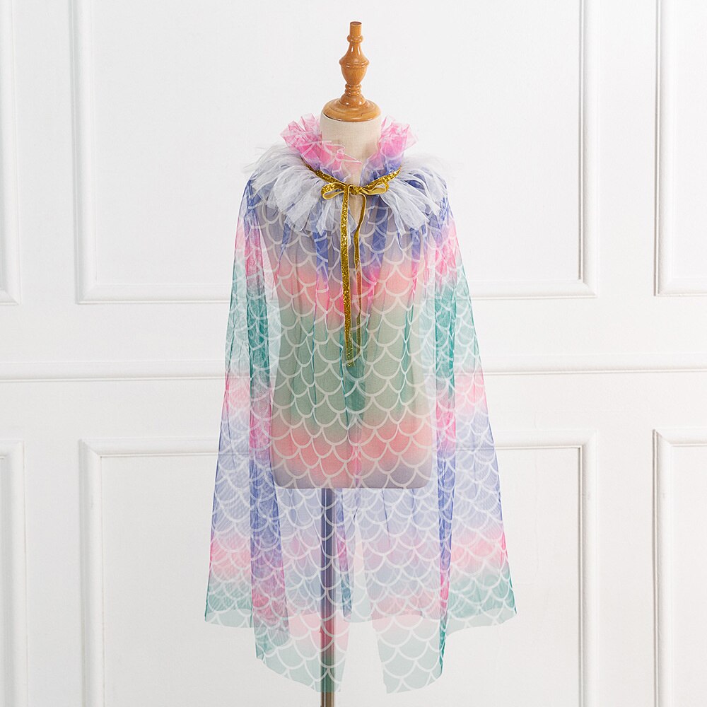 Girls Tutu Cape Girls Halloween Christmas Cloak Beautiful Kids Girls Party Wear Cape Rainbow Star Sequins Capes: D