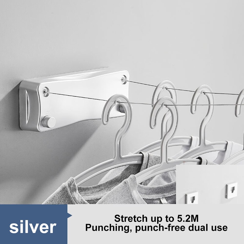 5.2M Retractable Clothesline Retractable Bathroom Accessories Drying Cloth Rack Double Line Stretch Tendedero Varal Retratil: C