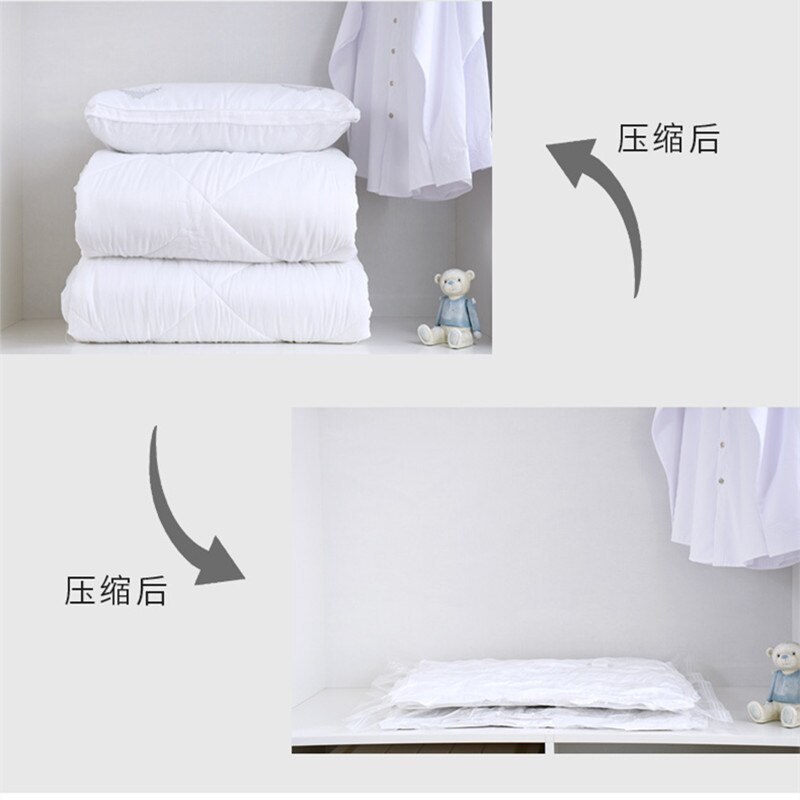 Thickened Vacuum Bag Clothing Storage Bag With Valve White Border Folding Compression Storage Bag Travel Seal Bag (White)