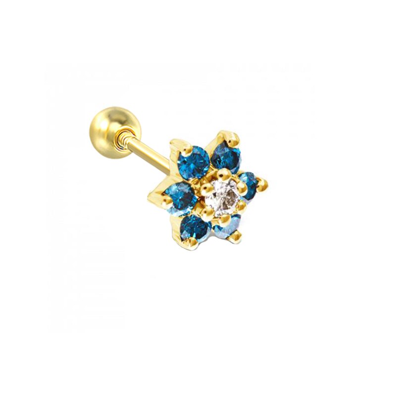 ROXI cristalli colorati fiori cerchio orecchini per donna perle orecchini penetranti argento Sterling 925 Pendientes Plata 925: 4 gold 1PC