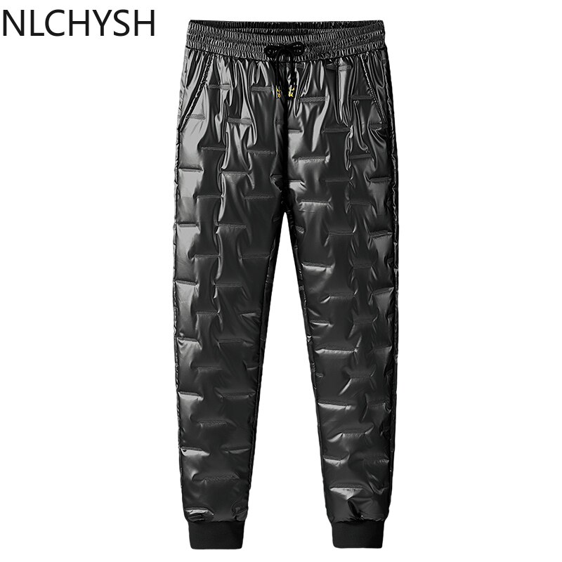 Men&#39;s Winter Outdoor Down Pants Men Solid Parsimony Versatile Windproof Keep Warm Pants Duck Down Thicken Waterproof Trousers