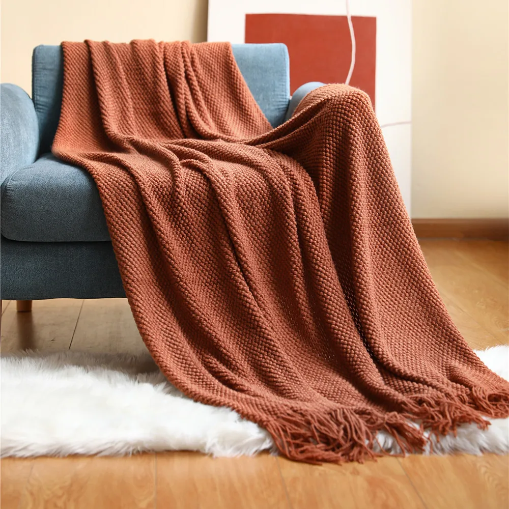 Tekstilby hjem dekorativt tykt strikket teppe mais korn vaffel preget vinter varmt dusker kaste sengeteppe 130 x 240cm: 100 x 150cm / Grønn