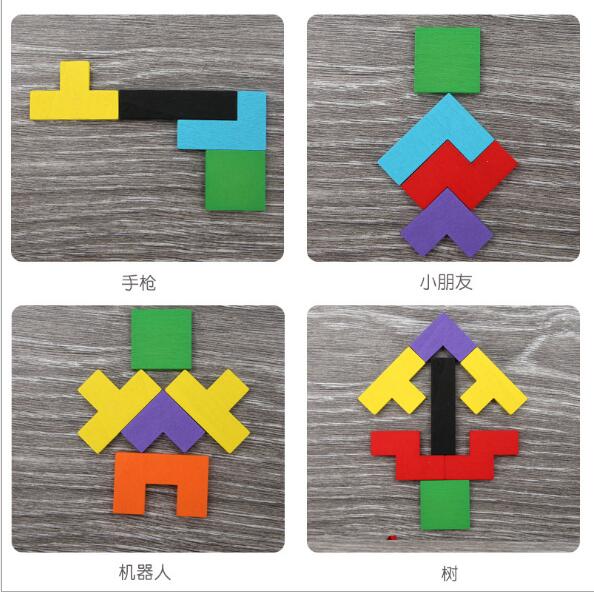 Houten Kinderen Puzzel Tetris Vroeg Leren Baby Vorm Pairing Puzzel Blokken
