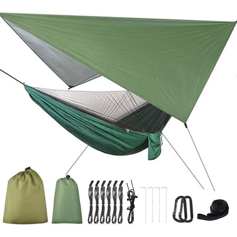 2 in 1 Lightweight Portable Outdoor Camping Hammock Mosquito Net Hammock Tent With Waterproof Canopy Awning Netting Set girls lo: I