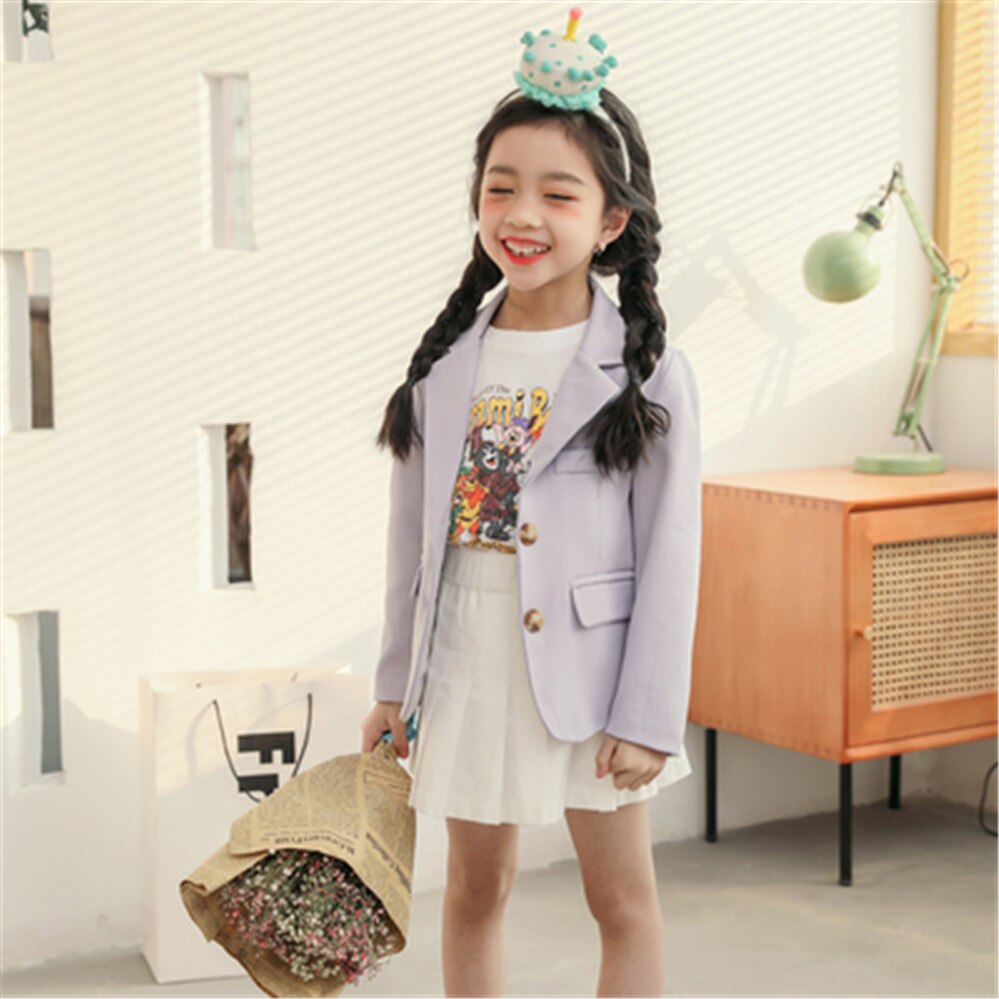 Lente Jas Voor Kinderen Kleding Meisjes Blazer Kinderen Kleding Katoen Casual Pak Bovenkleding Meisjes Jas 2 Kleuren 2T-16Y