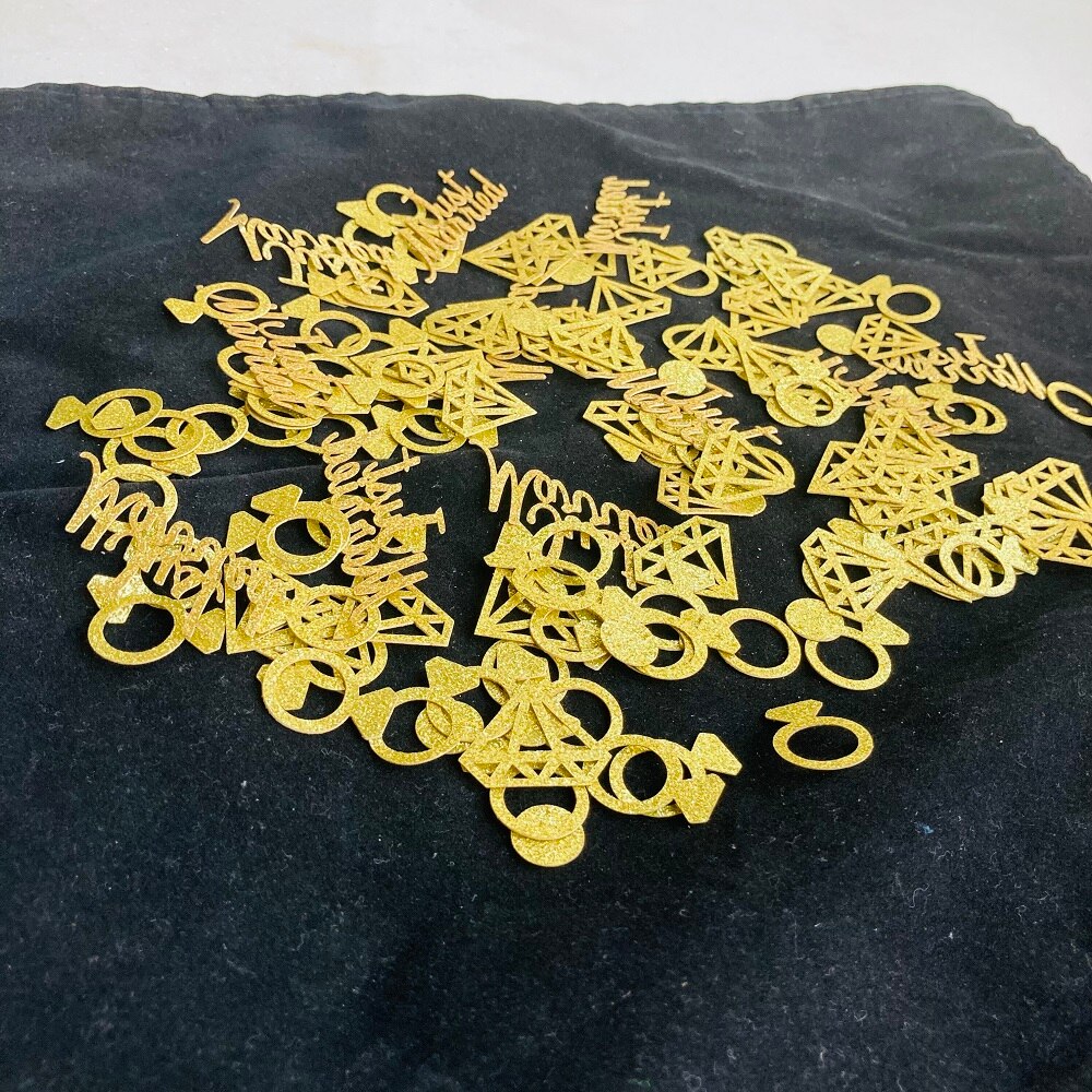 Gold Diamond Ring Paper Confetti Toss Wedding Table Confetti Glitter for Bridal Shower Engagement Party Table Scatter Decoration