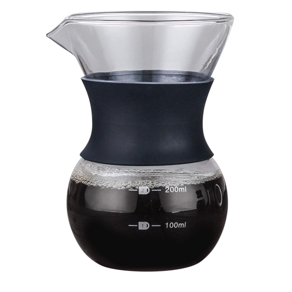 Pour Over Coffee Maker with Borosilicate Glass Manual Coffee Dripper Brewer DTT88: Black 200ml No Filte