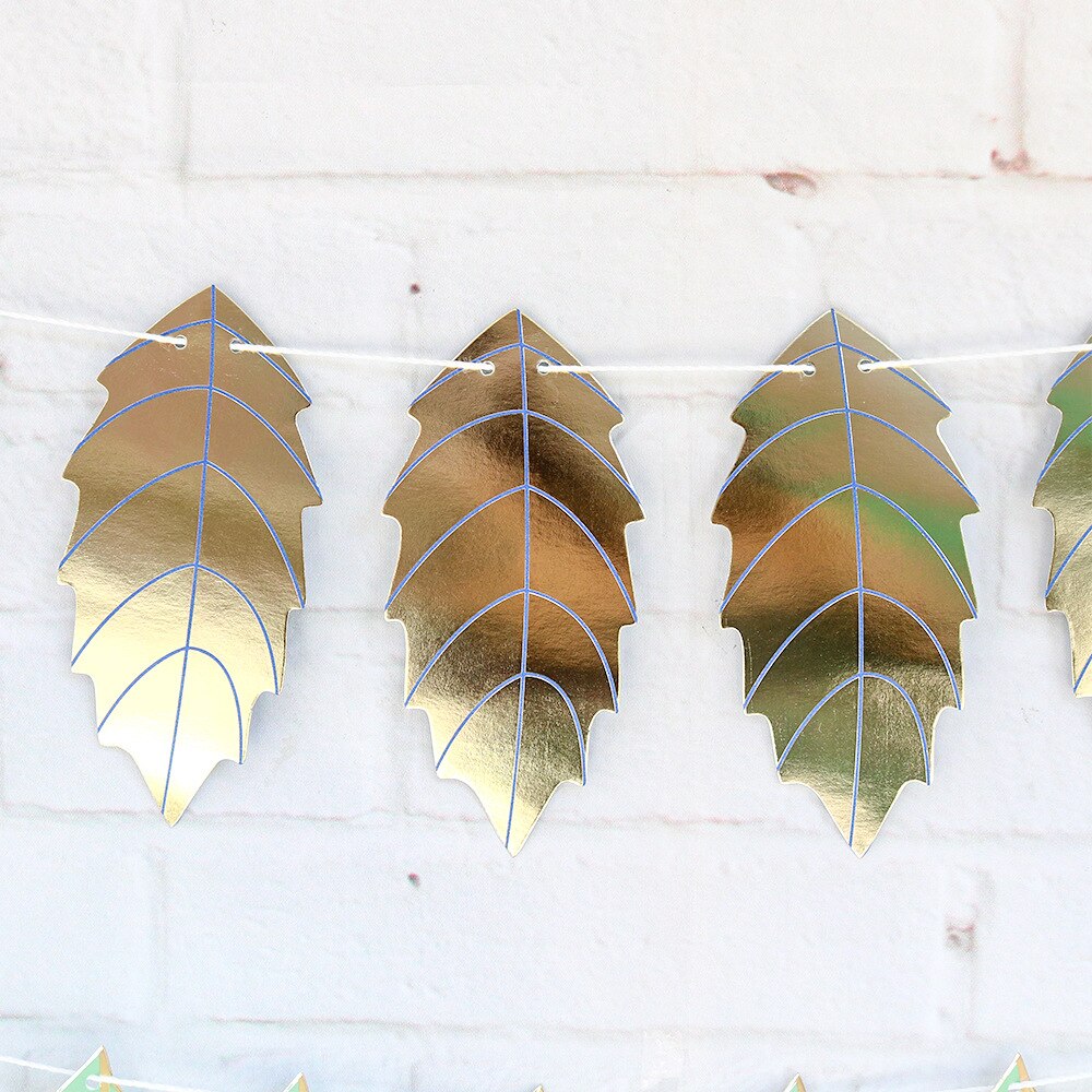 1Set Leaves Paper Flag Banner&amp;Flags Garland Floral Bunting Banners DIY Kids Birthday/Wedding Event Party Decoration Supplies
