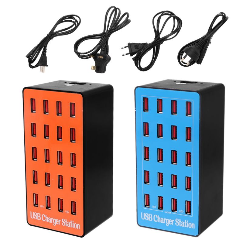 20-Port USB Hub Ladegerät Power Adapter Wand Schnelle Lade Dock Station 100W für Apple iPhone iPad Samsung huawei Smartphone Tabelle