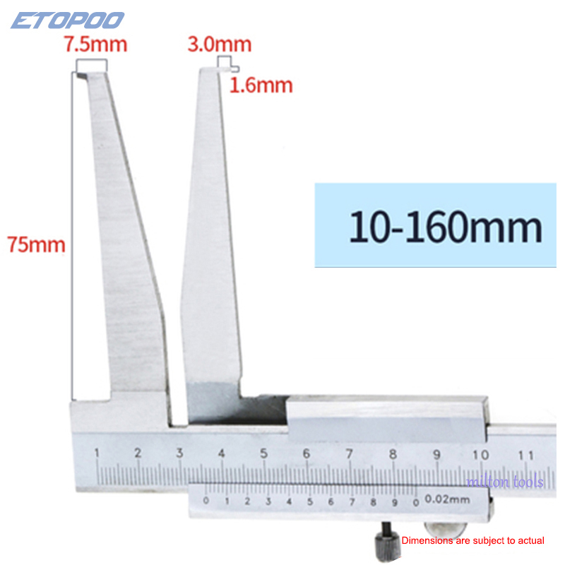 10-160mm 30-300 Inner Groove Caliper Inside Vernier Caliper Stainless Steel Long Claw For Inner Diameter Measurement Tool Gauge: 10-160mm