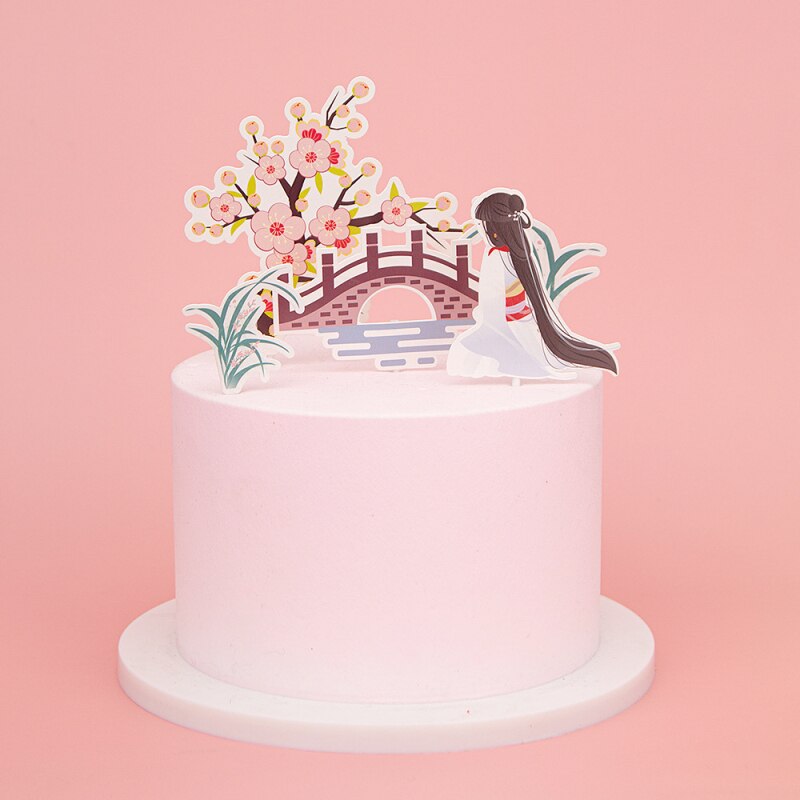 Happy Mother's Day Birthday Cake Topper Antiquity Flowers CheongSam Cupcake Wedding Decoration Party Baking Supplies DIY: lady