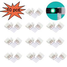 L-form 4- pinners kontakt 10-- pakks jackyled 8 mm 10mm rettvinklet hjørne loddet kontakt 12v 72w klips til 3528/5050 smd rgb