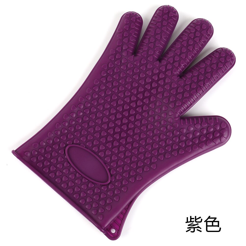 1 para Silikon Handschuhe mikrowelle 5 Finger-handschuh Ofenhandschuh Hitzebeständig Grill Bohrer Fausthandschuh Handschuh Küche BBQ Backen werkzeug: LILA