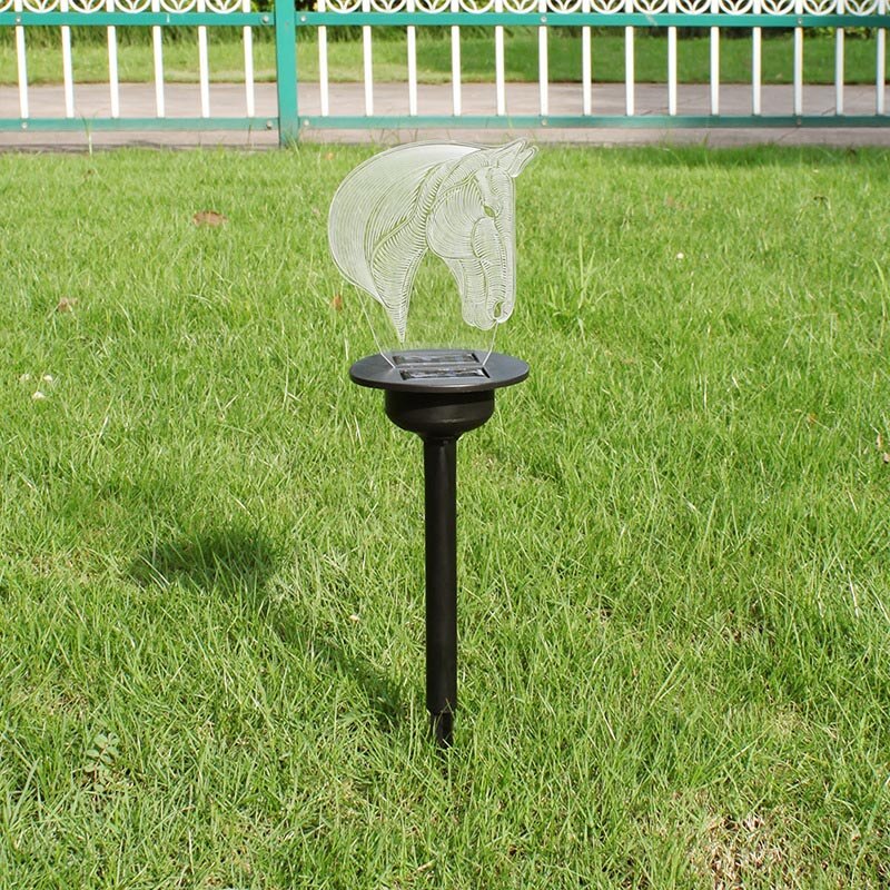 Solar Powered LED Light Transparent Acrylic Outdoor Garden Lawn Pathway Landscape Lamp D6: Horse