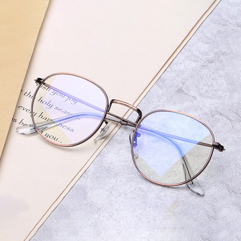 Diguyao Computer Anti Blauw Bril Blauw Licht Blokkeren Glazen Optische Spektakel Blokkeren Gaming Filter Kleine Ronde Bril: Brown-Anti-blue