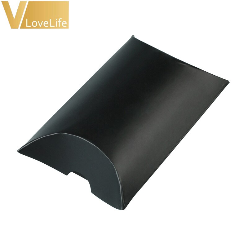 Cajas grandes de dulces de boda con forma de almohada, , para eventos de boda, recuerdo, Caja de de Papel Kraft, 100 unids/lote: black