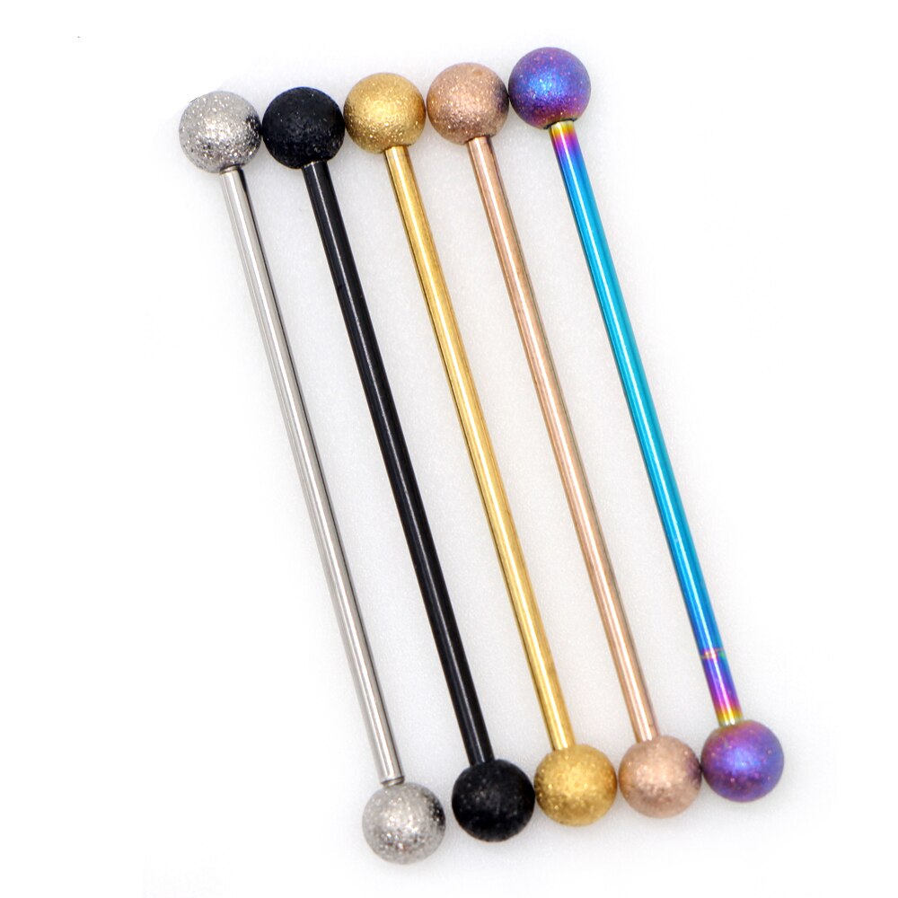 14G 1pc Stainless Steel Industrial Barbell Earrings Twisted Matte Rainbow Ear Cartilage Helix-Conch Piercing Jewelry