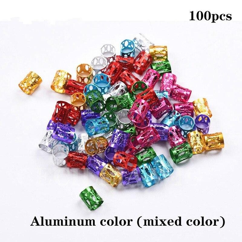 100Pcs/Lot Gold and Silver 8x9mm Micro Hair Dread Braids Wig Lock Tube Beads Adjustable Cuffs Clips for Hair Accessories Tool: NO.3    100pcs