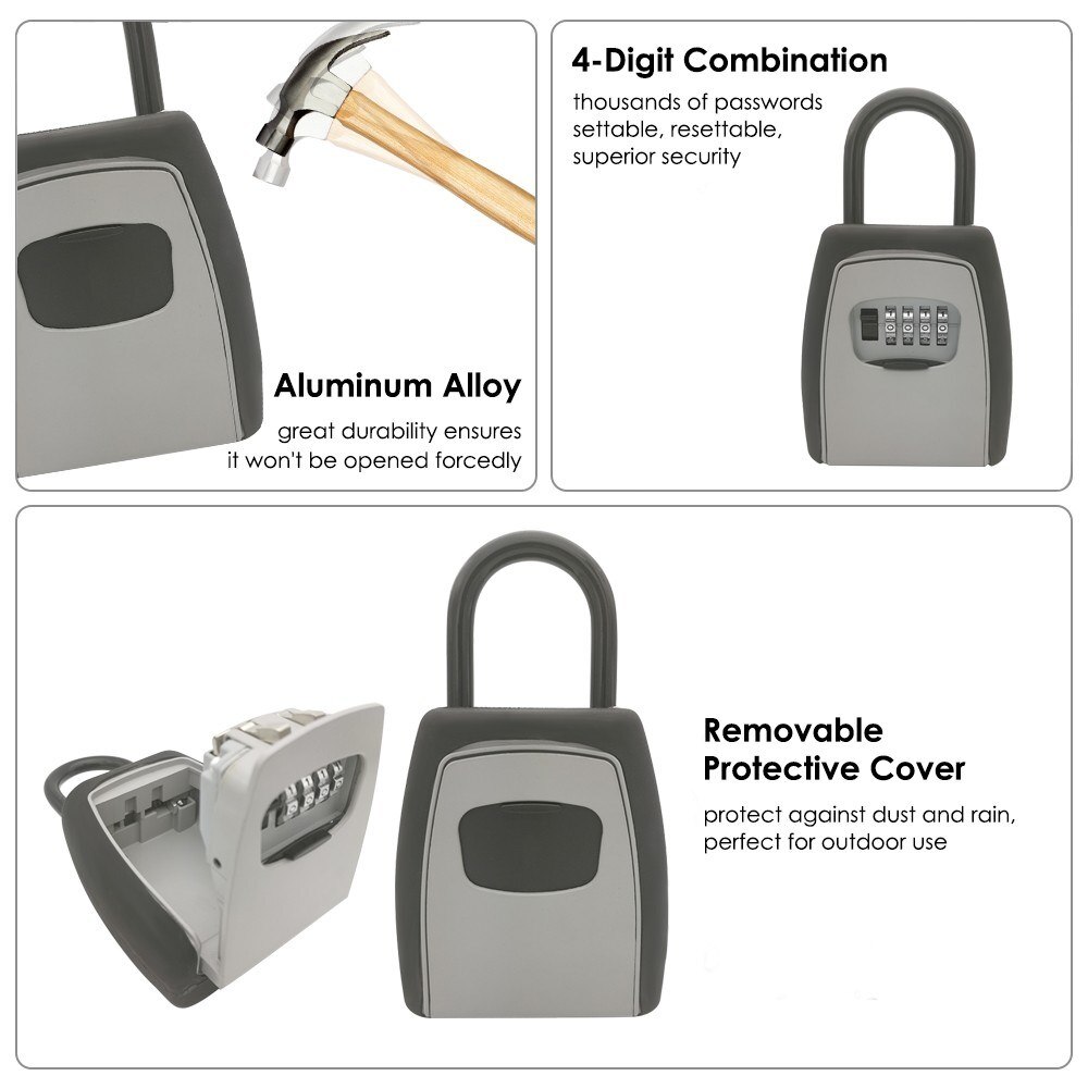 Caja de Seguridad para llave de exterior, caja de seguridad para guardar llaves, caja de seguridad con combinación de código para llaves