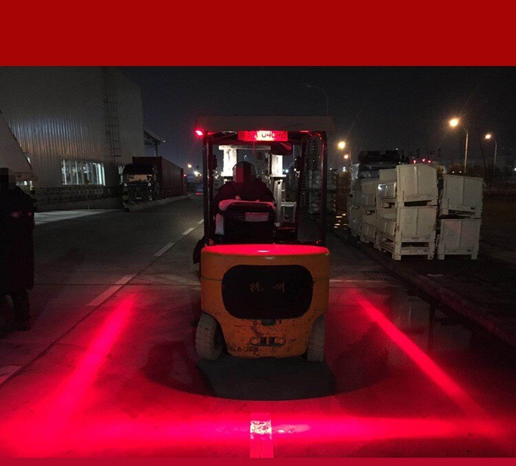 Fuleem 1PCS Waterproof LED 30W Forklift Truck Red Blue LED Linear Light Safety Warning Lamp Working Light: RED