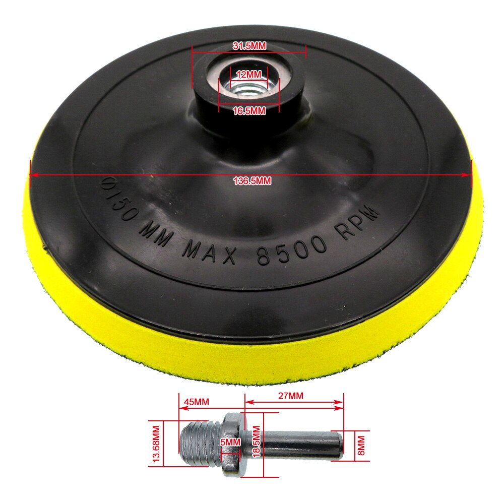 6 Inch Rotary Backing Pad M14 Thread Polishing Pad Hook and Loop Car polishing waxing pad