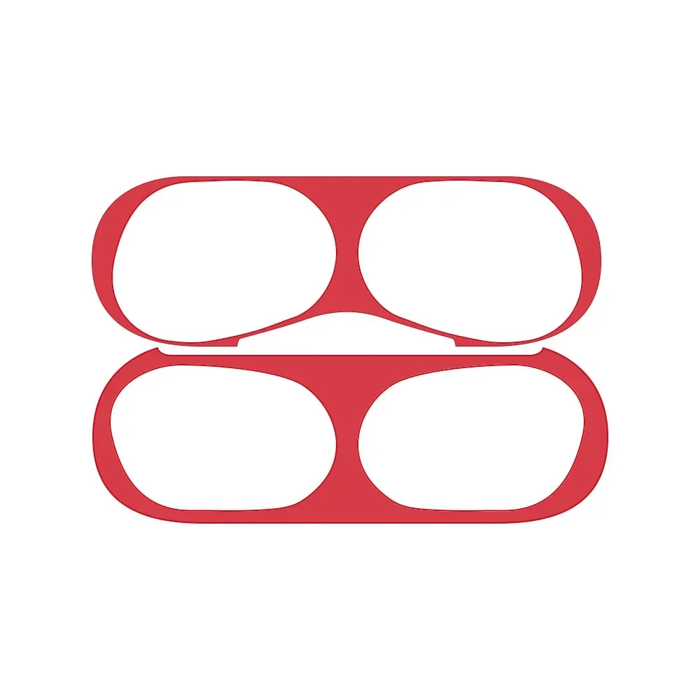 Autocollant AirPods pour Apple Airpods 1 2 3 Pro Pro2, boîte de chargement pour écouteurs, autocollant anti-poussière, autocollants de protection contre la poussière en métal étanche: S / Rouge