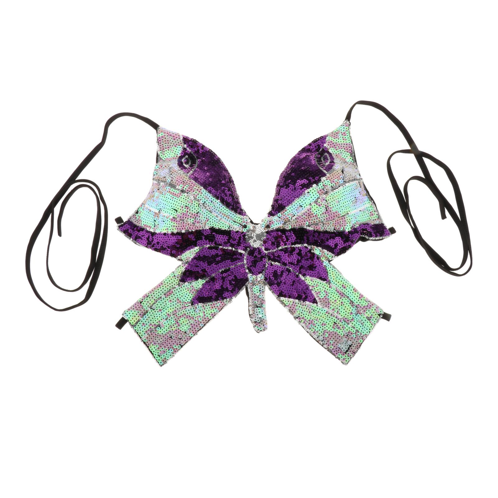Femmes paillettes danse du ventre soutien-gorge Sequin papillon licou haut court Latin Costume: Purple