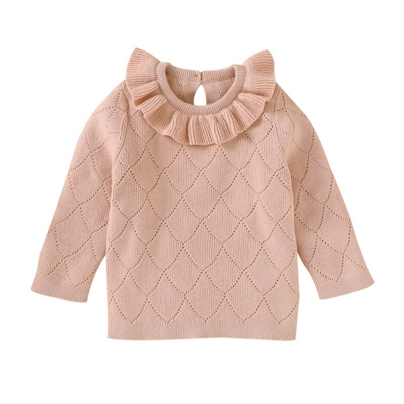 Nouvelle bébé filles pull à volants col princesse filles tricoté pull enfants basique pull tricoté vêtements d'extérieur chaude: 12M