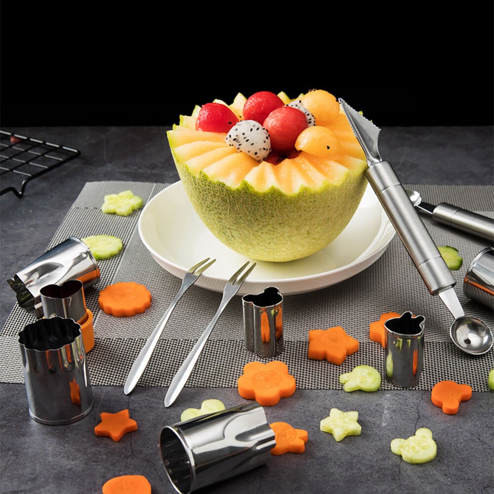 Melone Baller notizia in anticipo impostato coltello da intaglio in acciaio inossidabile anguria cantalupo scoop per tagliare e raccogliere frutta meloni strumenti