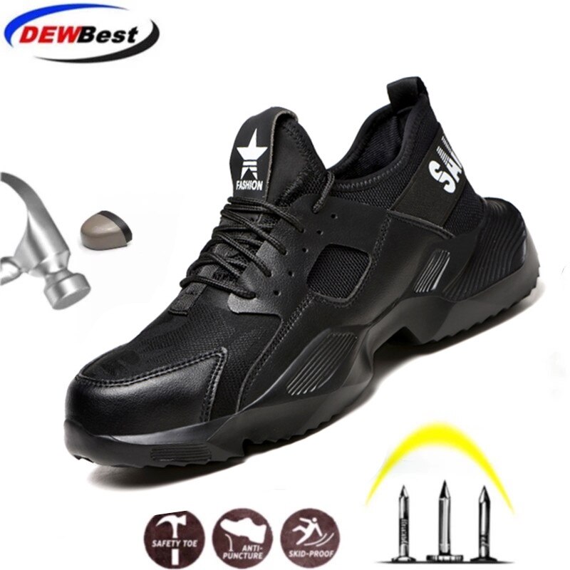 Men's safety shoes steel toe steel plate middle plate anti smashing anti slip classic men's safety shoes: 37