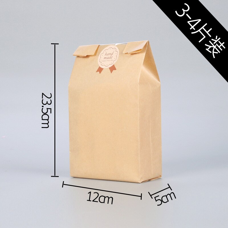 5 stk papirbrødpose kraft mademballage opbevaring bageripose med forseglet klistermærke til frontvindue: 23.5 x 12 x 5cm