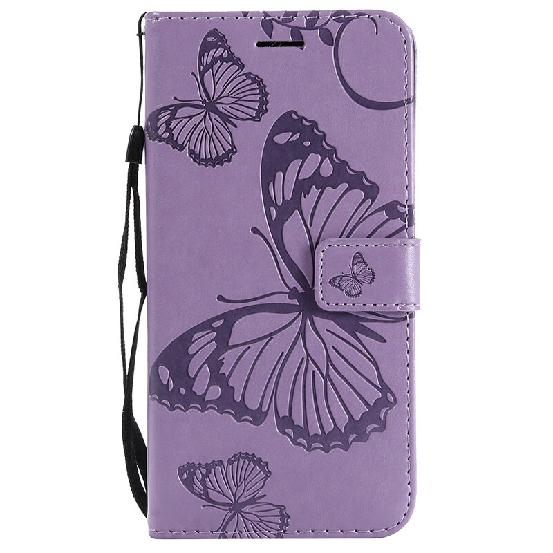 For Huawei Honor 7S 5.45" Honor Play 7 Flip Leather Luxury Case Honor7s Embossed 3D Butterfly Wallet PU Phone Cover Card Holder: Honor Play 7 / Purple