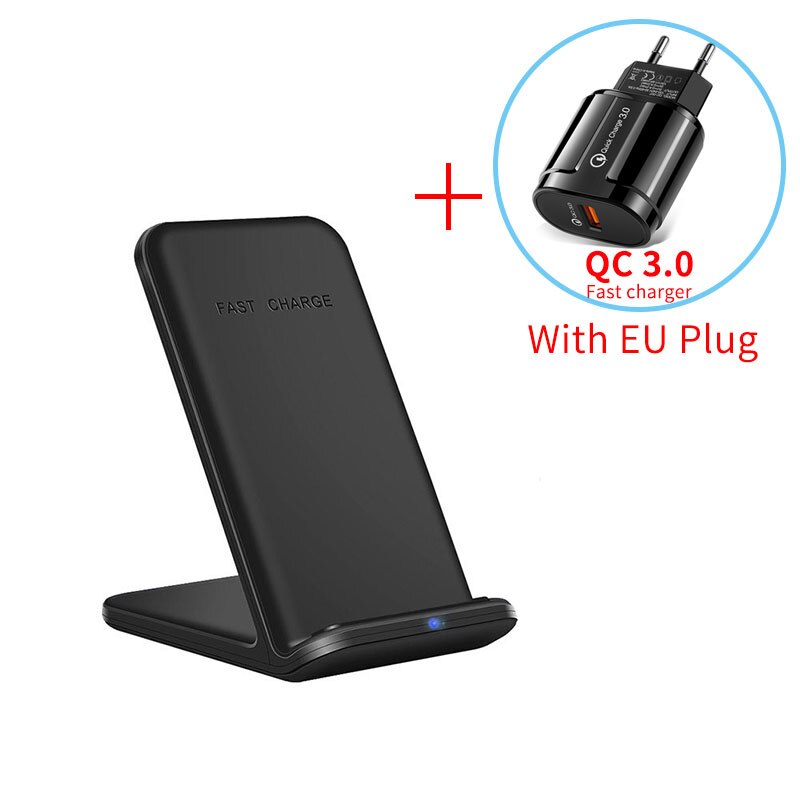 15W Qi Draadloze Oplader Voor Samsung S21 S20 S10 Note 10 2 In 1 Fast Charging Stand Voor Iphone 12 11 Pro Xs Xr X 8 Airpods Pro: Black-EU Plug
