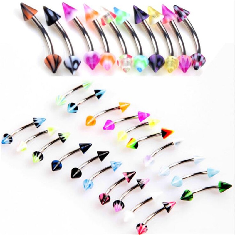 30pcs Mix Style Eyebrow Ring Piercing Rings Stainless Steel Mixed Candy Colors Helix Men Women Body Jewelry