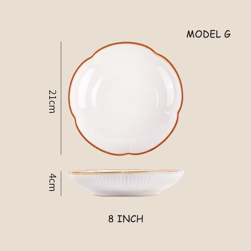 Modern Luxurious Tableware Dish Set Home High Appearance Ceramic Rice Bowl And Soup Bowl Large Fish Plates Dinner Set 1 Pcs: G