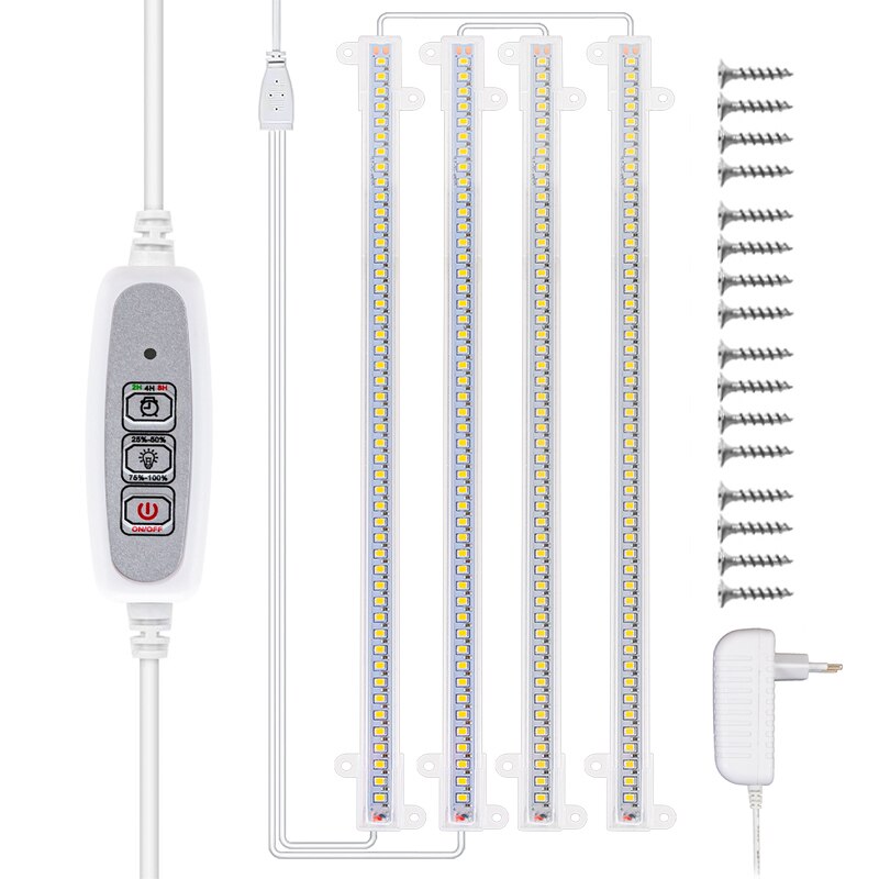 Luz Led de cultivo para orquídeas, fitoamplificador de espectro completo, lámpara de cultivo regulable, blanco, 12V, 4 Uds.: 4 light bars / US