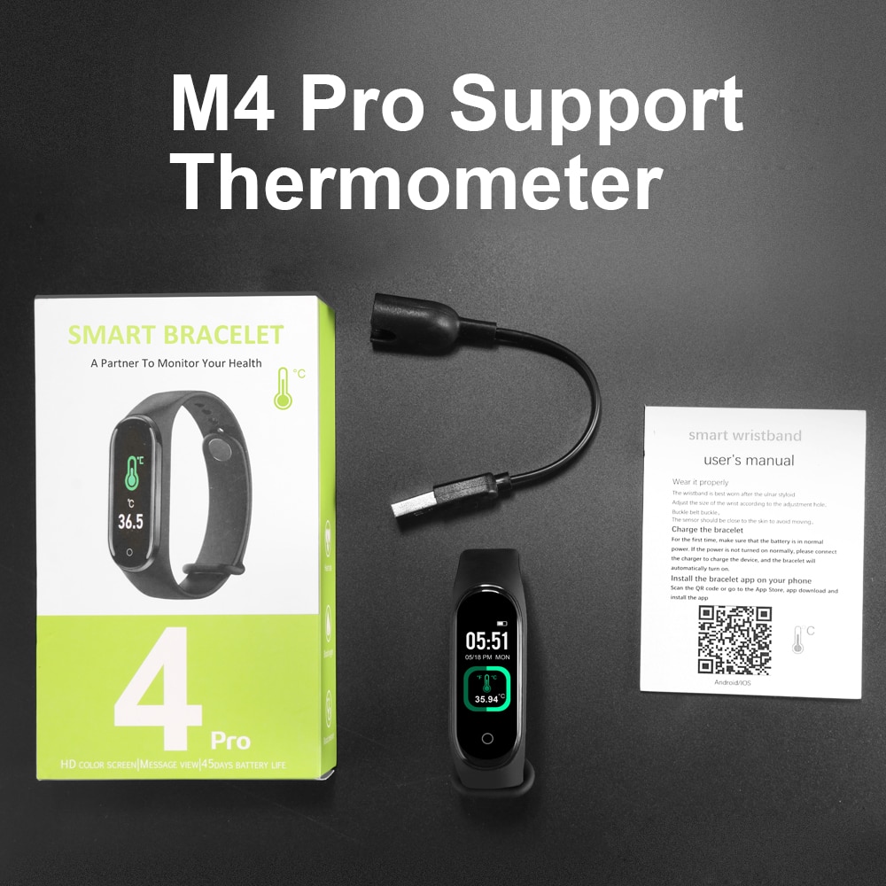 M4 pro banda inteligente termômetro nova banda m4 rastreador de fitness freqüência cardíaca pressão arterial pulseira de fitness relógio inteligente para android ios