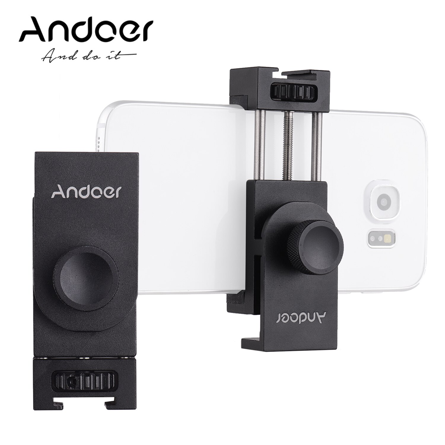 Andoer Alle Metalen Telefoon Holder Tripod Mount Adapter Met Koud Schoen Montage Microfoon Led Video Licht Accessoires