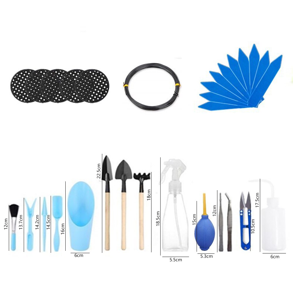 16Pcs Tuin Planten Tool Set Bonsai Succulent Tools Transplanteren Fairy Tuin Planten Tuingereedschap Hand Voor Huis Tuin: B 16Pcs Blue