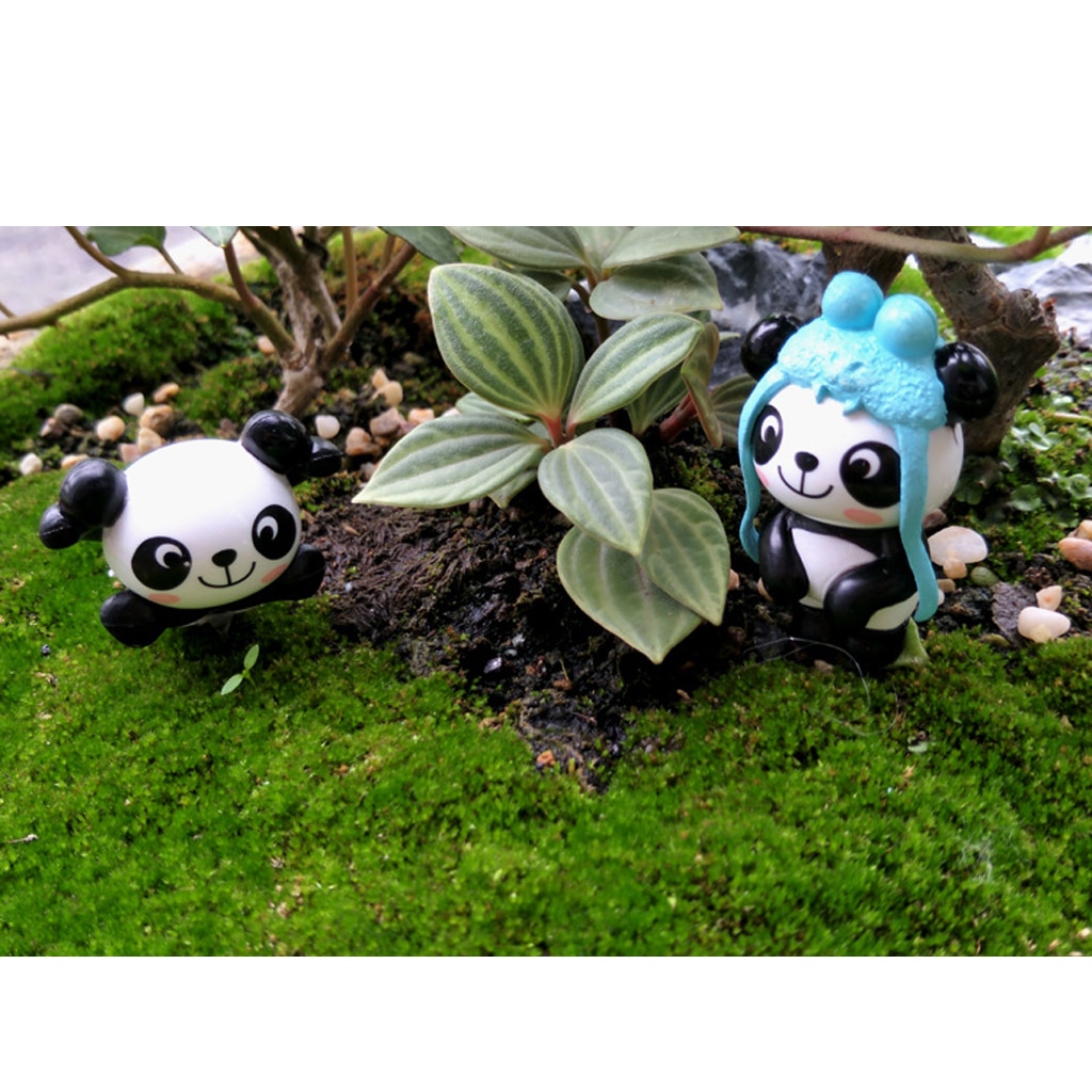 8 pieces Funny Panda Mini Bear Statue Bonsai Fairy Garden Landscape Decor